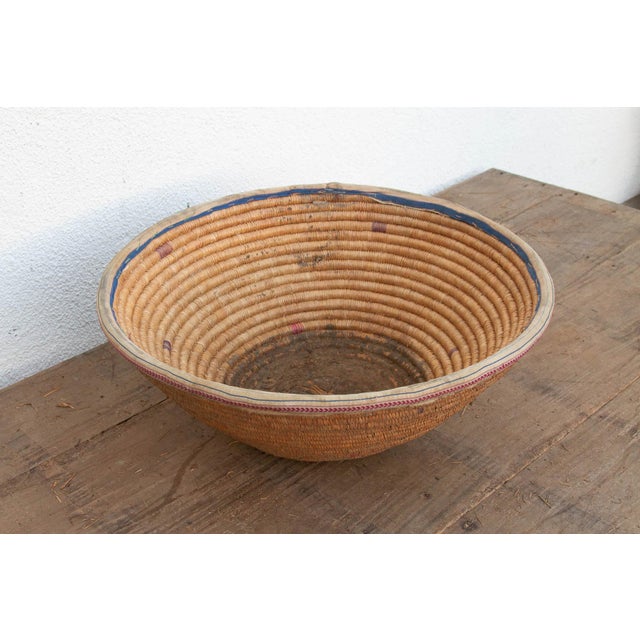 Contemporary Mid 20th Century Finely Coiled Harvest Basket For Sale - Image 3 of 6