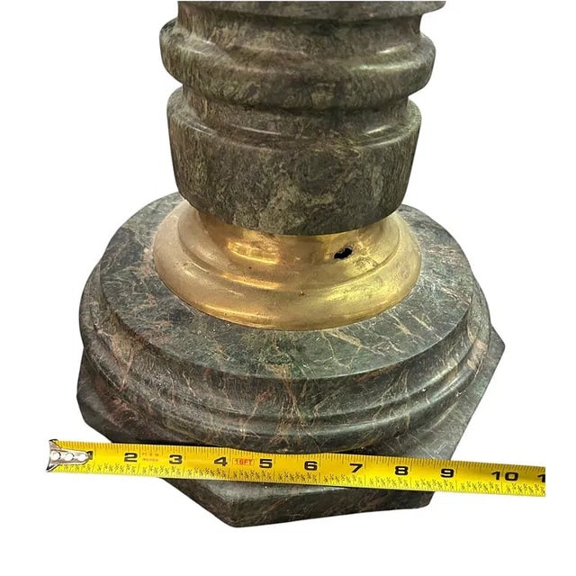 Pair of Antique French Green Marble & Gilt Bronze Pedestals 44" For Sale In West Palm - Image 6 of 7