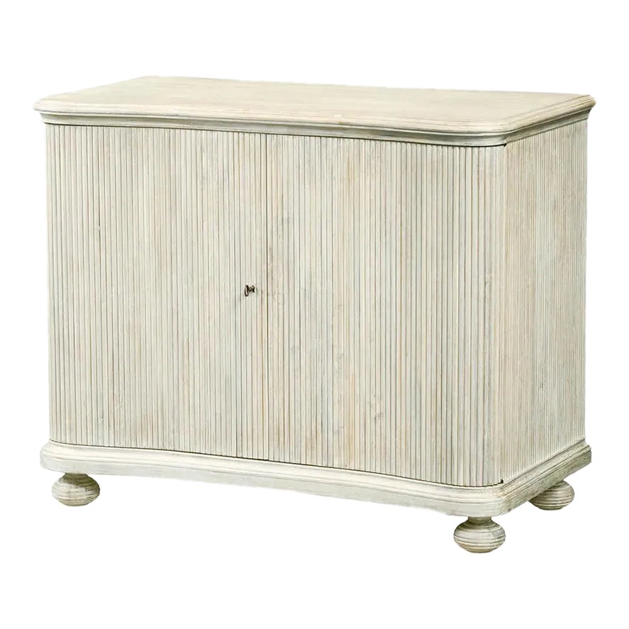 Reeded White Washed Cabinet | Chairish