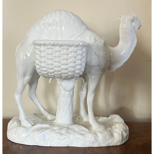 19th Century Antique 19th Century Continental Blanc De Chine Porcelain Camel Table Centerpiece Vase With Two Baskets for Flowers For Sale - Image 5 of 18