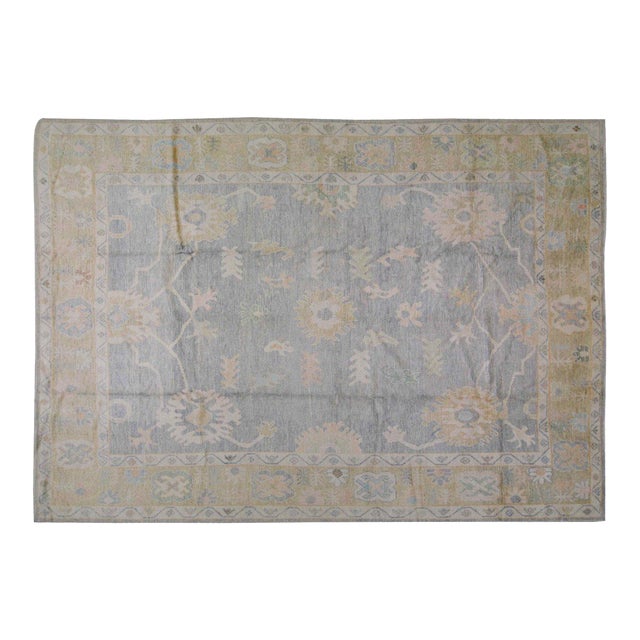 Turkish Oushak Knotted Wool Rug, 9'10''x14'2'' For Sale