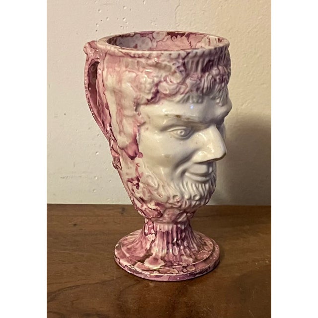 Antique 19th Century English Staffordshire Pink Luster Satyr Head Mug With Frog Inside For Sale - Image 10 of 12