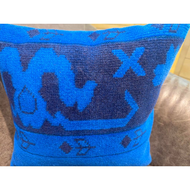 Asymmetric Blue Rug Pillow Cover For Sale - Image 13 of 14