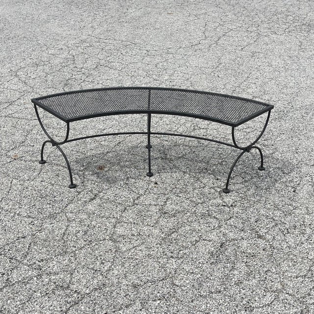 Woodard Furniture Co. Mid 20th Century Woodard Round Patio Table with Three Benches, Attributed For Sale - Image 4 of 11