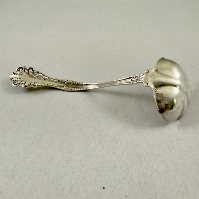 1900s Alvin Sterling Silver Florentine Pattern Small Sauce or Gravy Ladle For Sale - Image 10 of 11