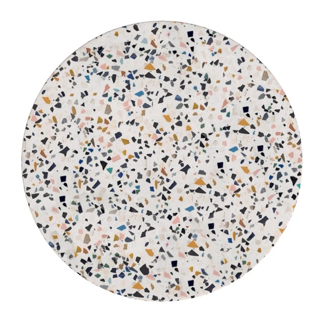 Siesta Outdoor 19.25 in. W Round Terrazzo Marble Side Table, White Terrazzo For Sale In Chicago - Image 6 of 7