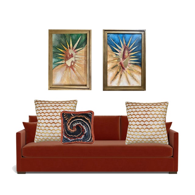 2020s Starburst Painting "Emerald Green", Framed For Sale - Image 5 of 5