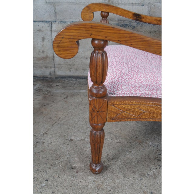 Early 20th Century Antique Early 20th Century British Colonial Oak Plantation Lounge Arm Chair For Sale - Image 5 of 12