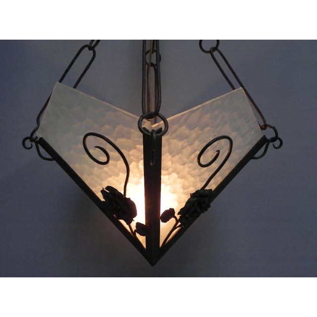 Vintage Art Deco Ceiling Lamp with Three Cloudy Glass Plates, 1930s For Sale - Image 11 of 15