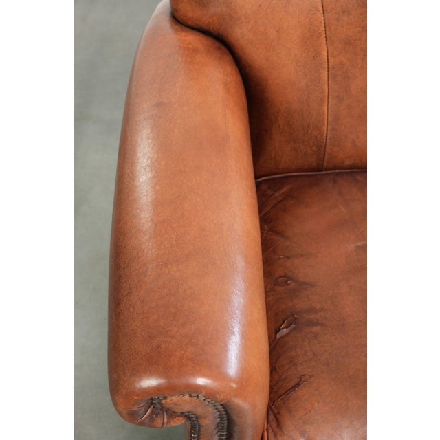 Vintage Sheepskin Armchairs with Decorative Nails, Set of 2 For Sale - Image 7 of 16
