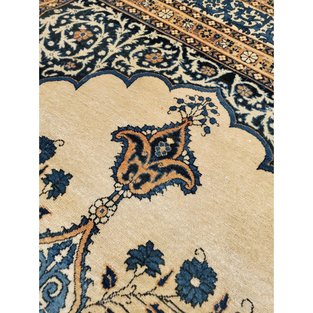 Antique Tabriz Carpet, Hadji Jalili Persian Rug, Earth Tones, Ivory and Blue For Sale - Image 4 of 12