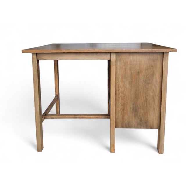 Mid-Century Modern Vintage Oak Rolltop Writing Desk with Tambour Door, Germany, 1950s For Sale - Image 3 of 11