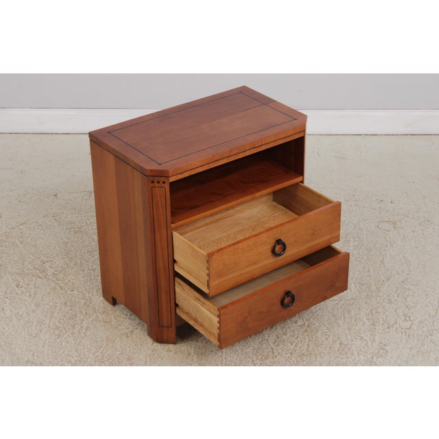 Stickley Stickley Cherry 21st Century Two Drawer Inlaid Nightstand For Sale - Image 4 of 17