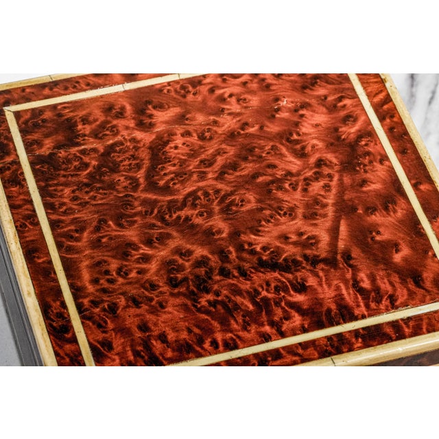 English Extraordinary Antique English Burl Wood Cigar Box Sterling Silver Fittings Luxury Home Decor Tobacciana For Sale - Image 3 of 18