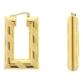 Striped Candy Cane Rectangular Polished & Satin Hoops, 2 Pieces For Sale