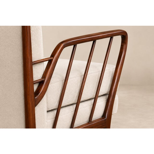 Mid-Century Brazilian Armchairs by Rino Levi, Hardwood & Bouclé, 1960s For Sale - Image 9 of 18