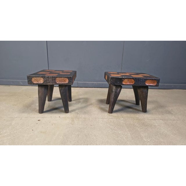 Vintage Rustic Wooden Stools, 1960s, Set of 2 For Sale - Image 9 of 13
