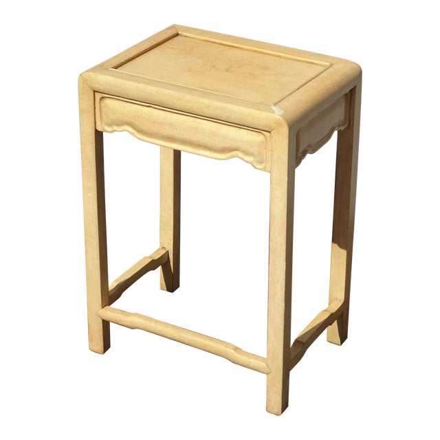 Vintage French Country Creme Yellowish Key Table ~ Side Table For Sale