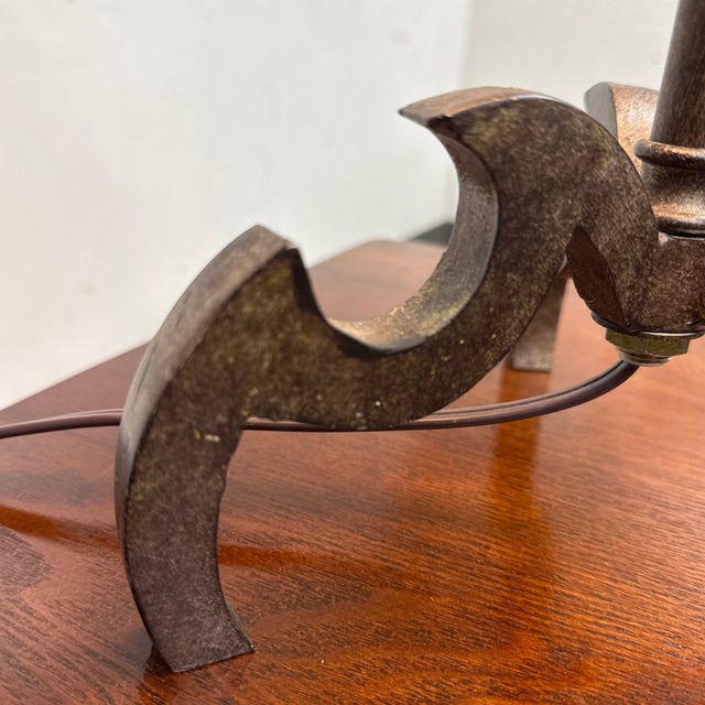 Rustic Wrought Iron Table Lamp For Sale - Image 11 of 12