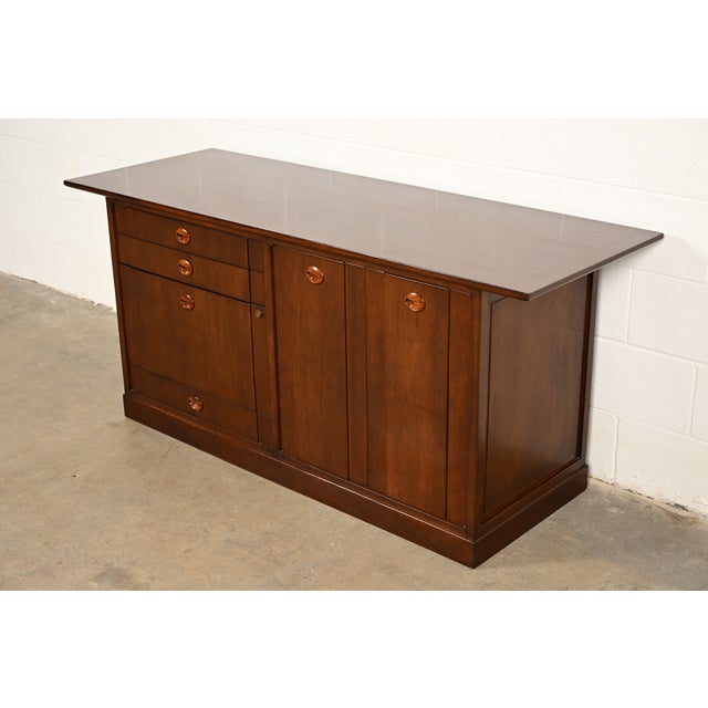 Mid-Century Modern Edward Wormley for Dunbar Mid-Century Modern Walnut and Rosewood Sideboard Credenza | Circa 1960s For Sale - Image 3 of 13
