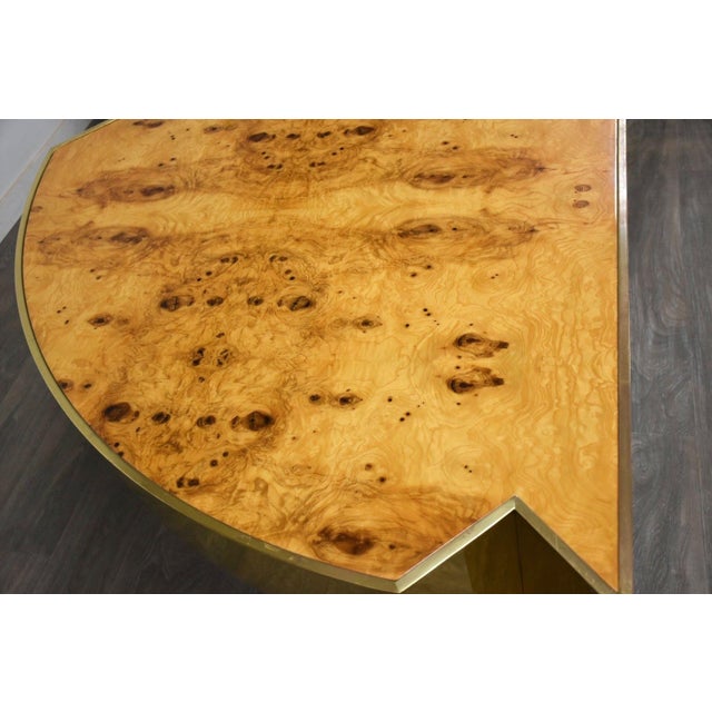 Modern 1960s Leon Rosen for Pace Burl and Brass Executive Desk For Sale - Image 3 of 10