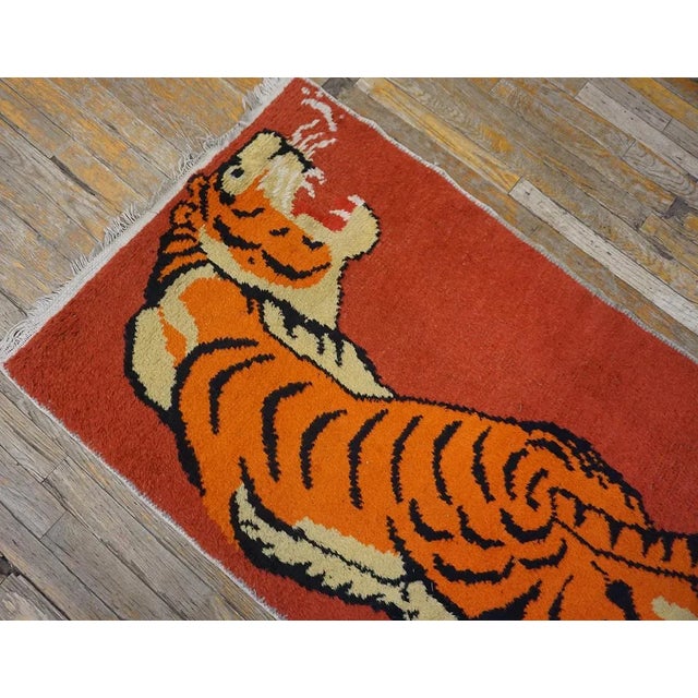 1960s Yellow Vintage Chinese Mid Century Modern Tibetan Tiger Design Area Rug For Sale - Image 13 of 15