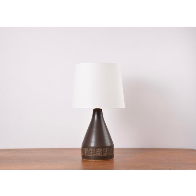Danish Ceramic Table Lamp with Brown Glaze and Zig Zag Decor from Michael Andersen & Søn, 1960s For Sale - Image 13 of 13