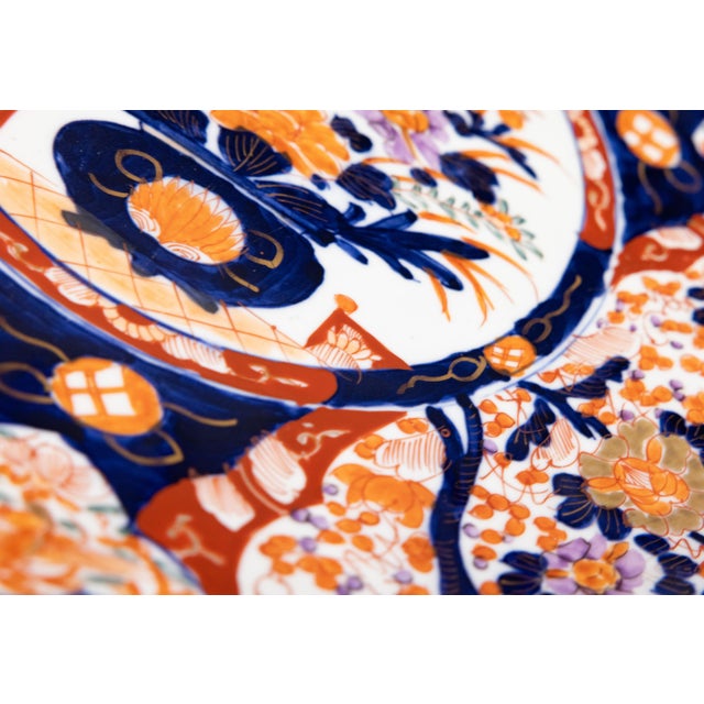 Monumental 19th Century Japanese Meiji Period Imari Scalloped Chargers - A Pair For Sale - Image 10 of 13