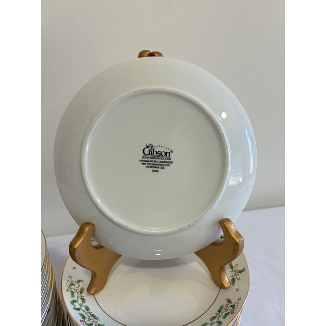 Ceramic Vintage Holly & Berry Holiday Dessert Plates - Set of 24 For Sale - Image 7 of 12