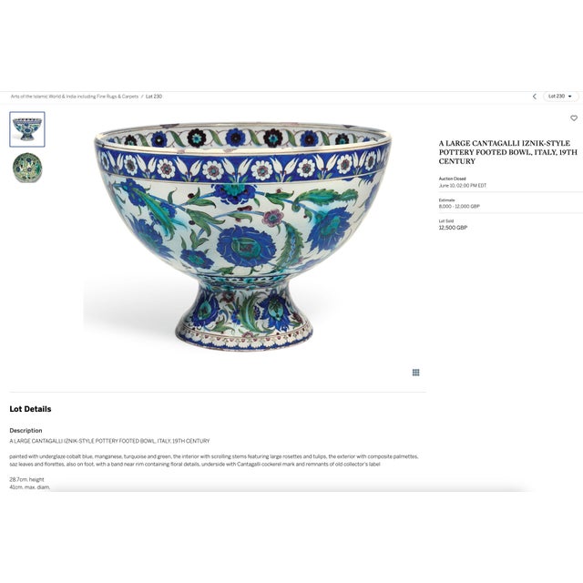 Large Cantagalli Iznik Style Footed Bowl / 19th Century, Italy For Sale - Image 12 of 12