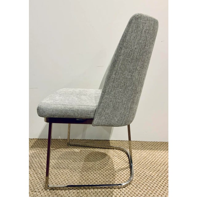 2020s Modern Gray and Chrome Dining Chairs Set of 4 For Sale - Image 5 of 8