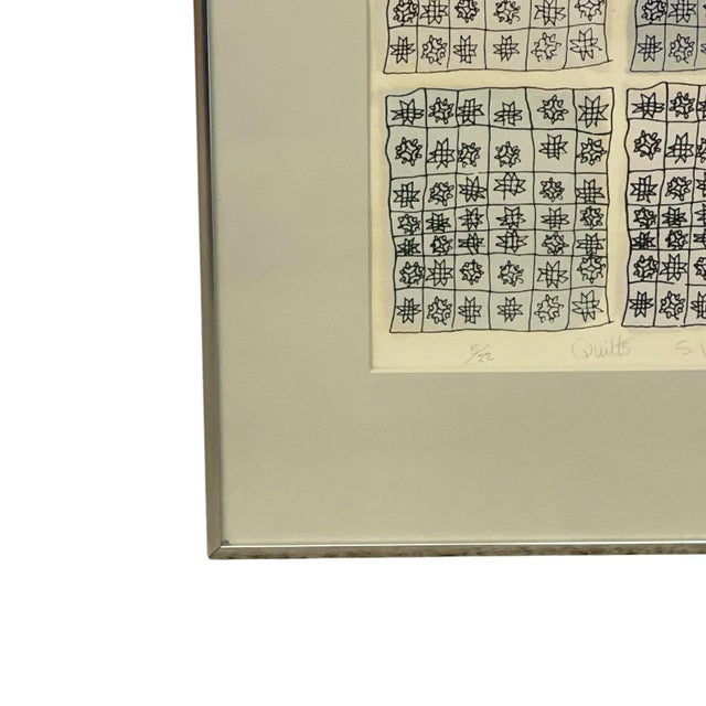 1970s Abstract Quilt Motif Print, Signed, Numbered 5/22, Framed. For Sale In Seattle - Image 6 of 10
