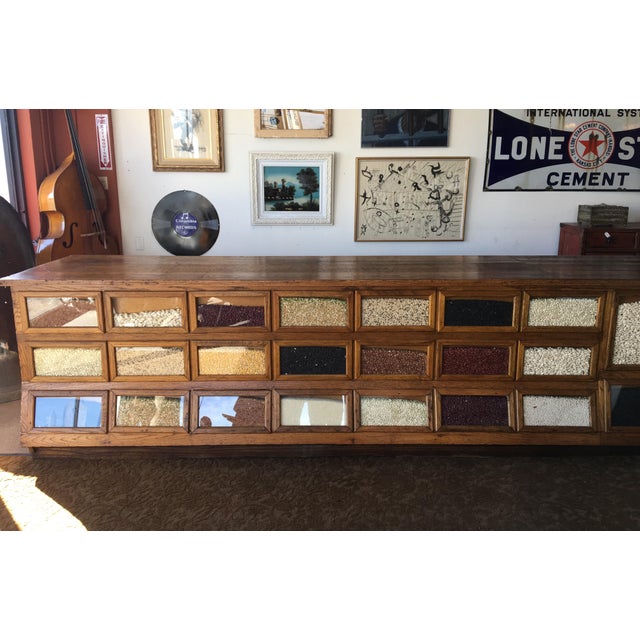 Antique Oak General Store Bean Counter Cabinet | Chairish