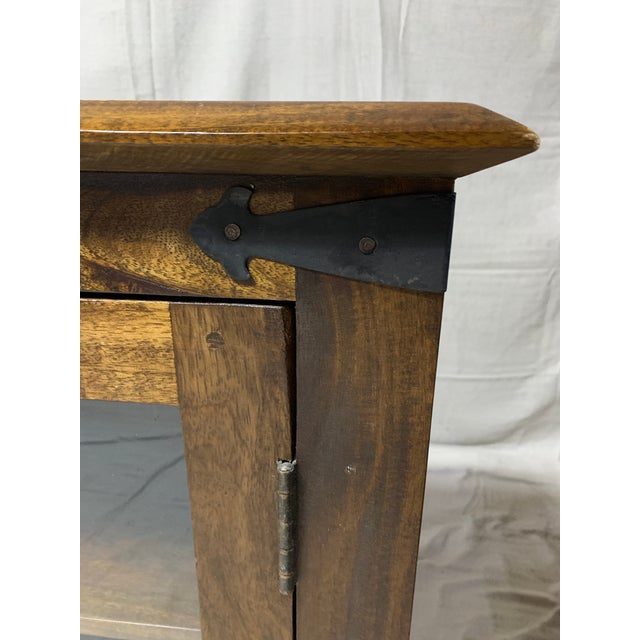 Rustic Hall or Buffet Cabinet With Iron Ring Pulls For Sale - Image 4 of 6