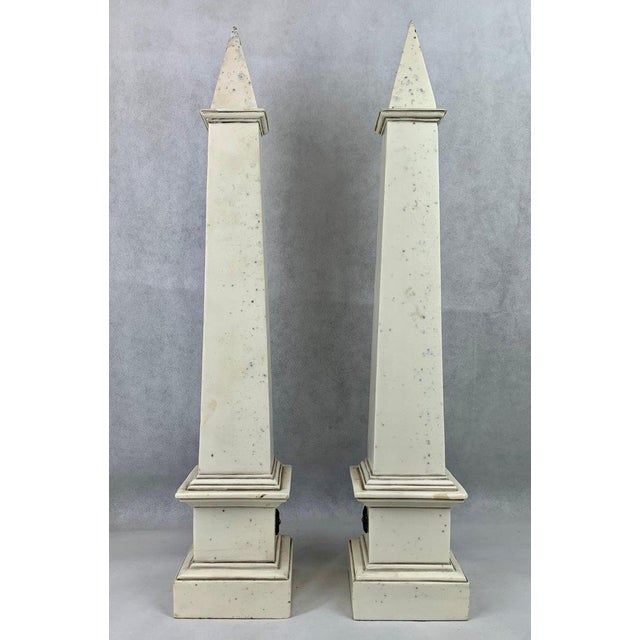 Grand Tour Grand Tour Faux Ivory Neo-Classical Obelisks - a Pair For Sale - Image 3 of 9
