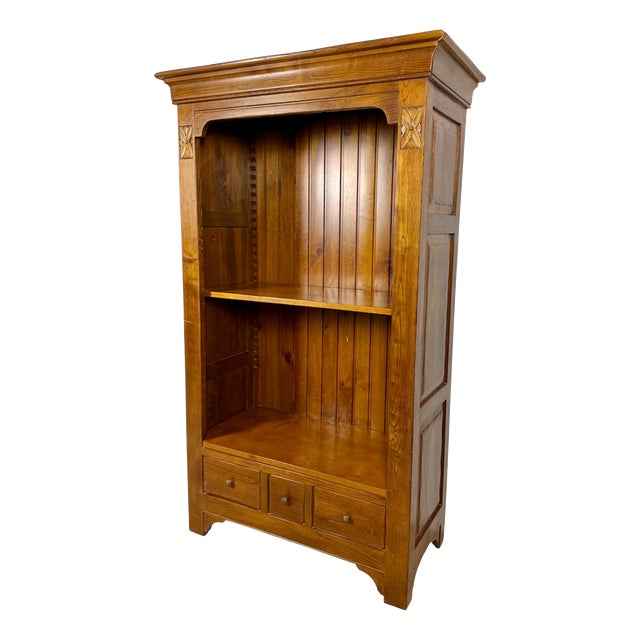 Spanish Oak Bookcase with Drawers, 1950s For Sale