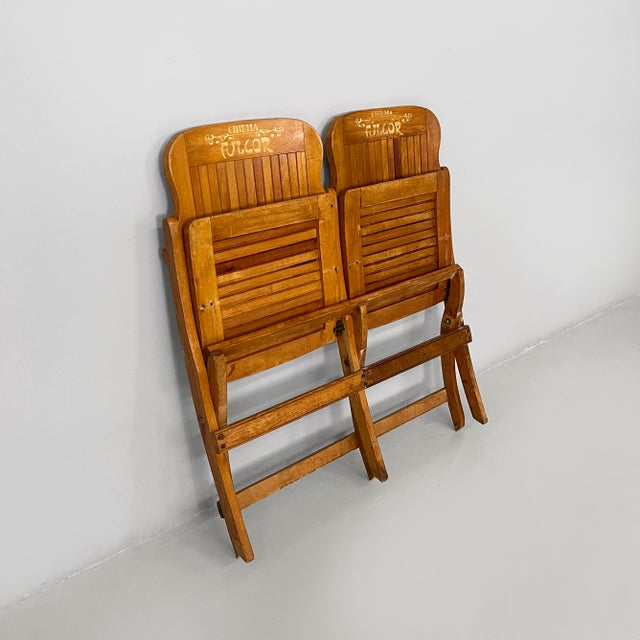Italian Art Deco 2-Seater Folding Bench in Wood, 1930s For Sale - Image 6 of 18