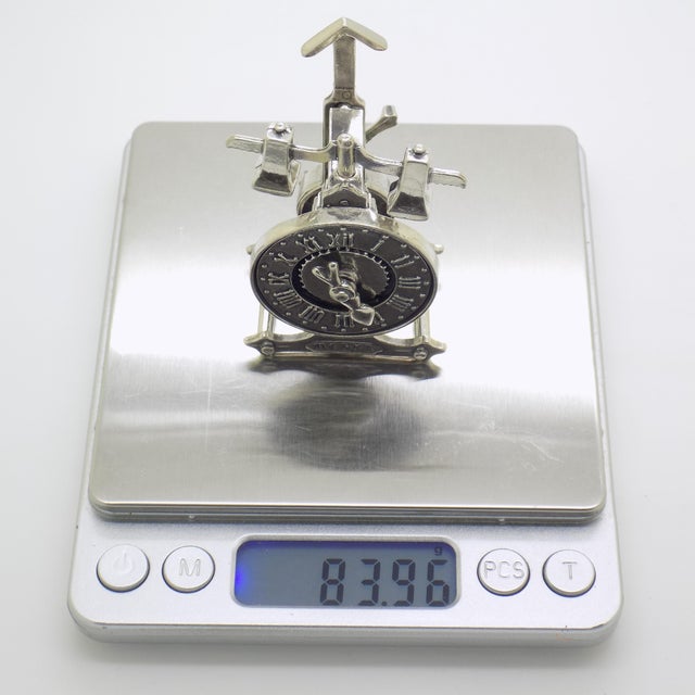 Large Vintage Italian Silver 800 English Clock Figurine from Arezzo, 1980s For Sale - Image 11 of 14