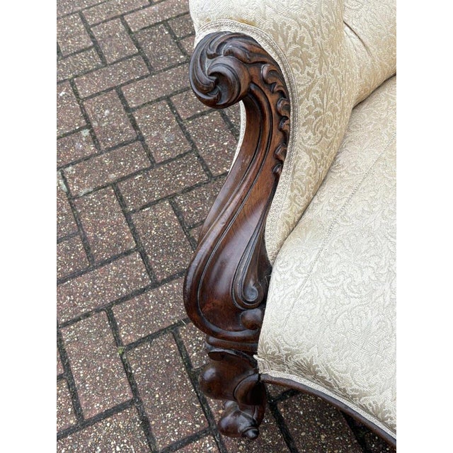 Victorian Sofa with Buttoned Back, Cabriole Legs & Brass Castors For Sale - Image 5 of 18