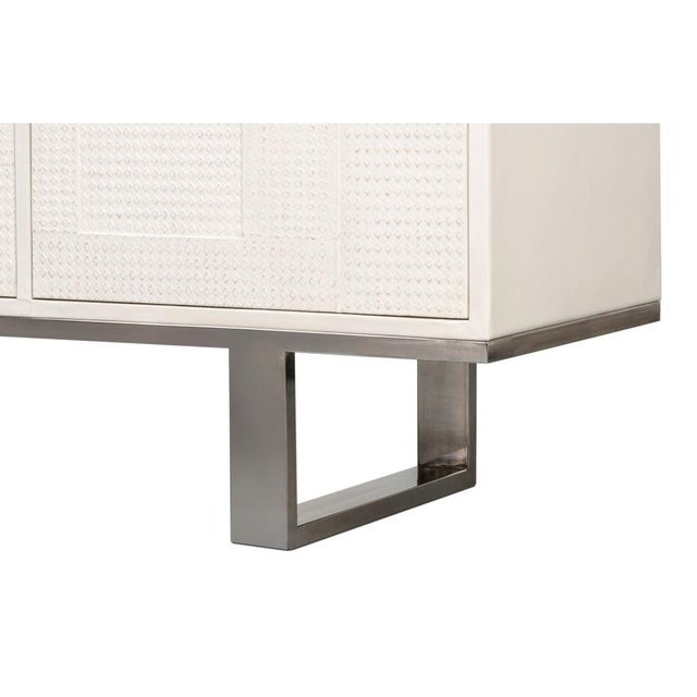 Contemporary Credenza, 94" - Embossed White Leather on Iron Base For Sale In Raleigh - Image 6 of 11