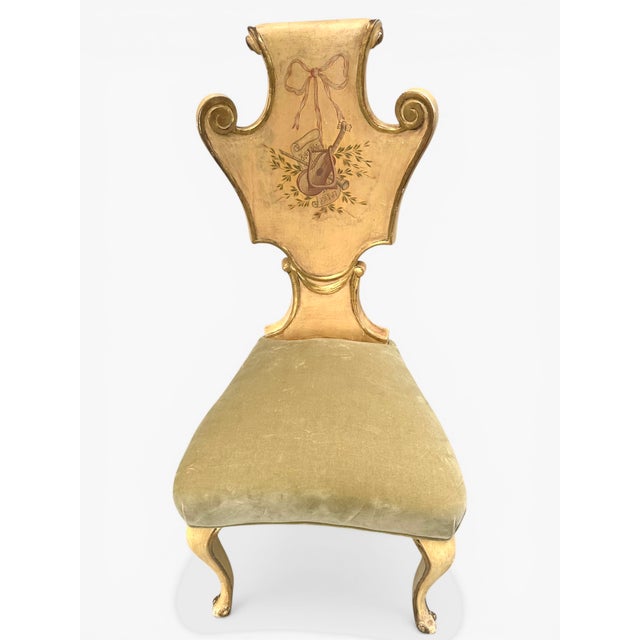 Venetian Rococo Style Painted and Gilded Side Chair For Sale - Image 9 of 15