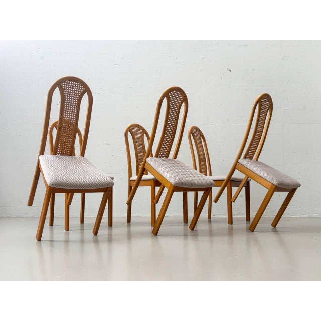 Mid-Century Modern Vintage Dining Chairs with Viennese Caning from Lübke, 1980s, Set of 6 For Sale - Image 3 of 18