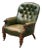 Victorian Chesterfield Chair in Green Leather For Sale