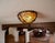 Art Deco Wrought Iron Ceiling Light-Edgar Brandt Style-Amber Glass -17 Inch For Sale In Aspen - Image 6 of 11