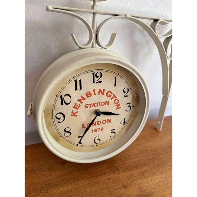 Vintage Kensington Railway Station Wall Clock, Double Sided For Sale - Image 6 of 9