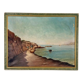 Antique French Seaside Painting For Sale