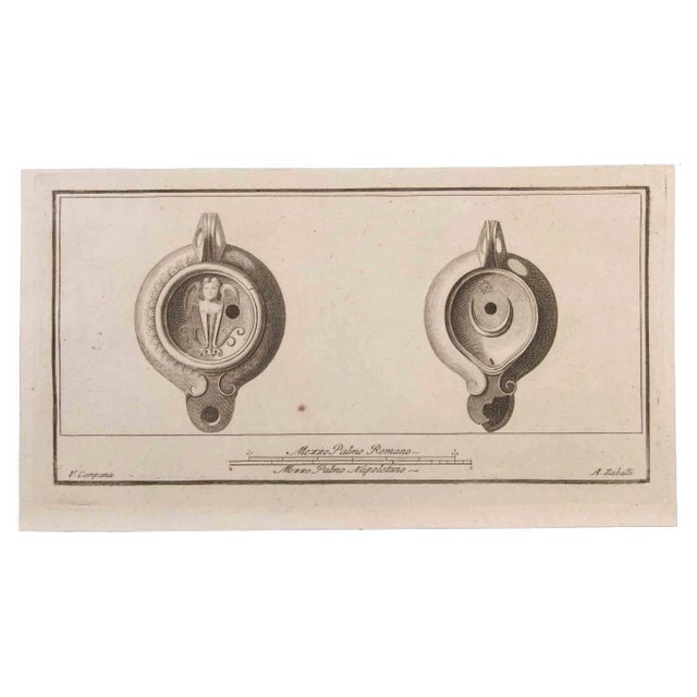 Vincenzo Campana, Oil Lamps, Etching, 18th Century For Sale