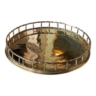 Vintage Brass Bamboo Tray For Sale