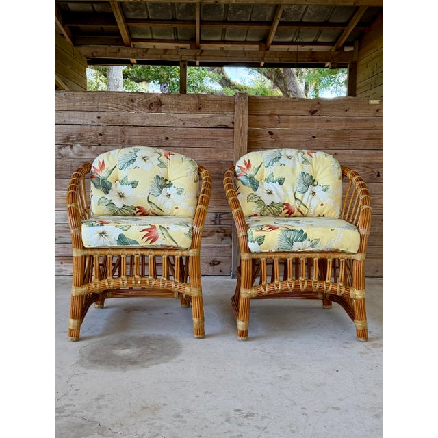Vintage Coastal Organic Modern Pencil Rattan Lounge Chairs – Pair For Sale - Image 12 of 12