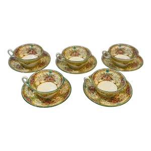 Early 20th Century Wedgwood St Austell Tea Cup & Saucer Set- 10 Pieces